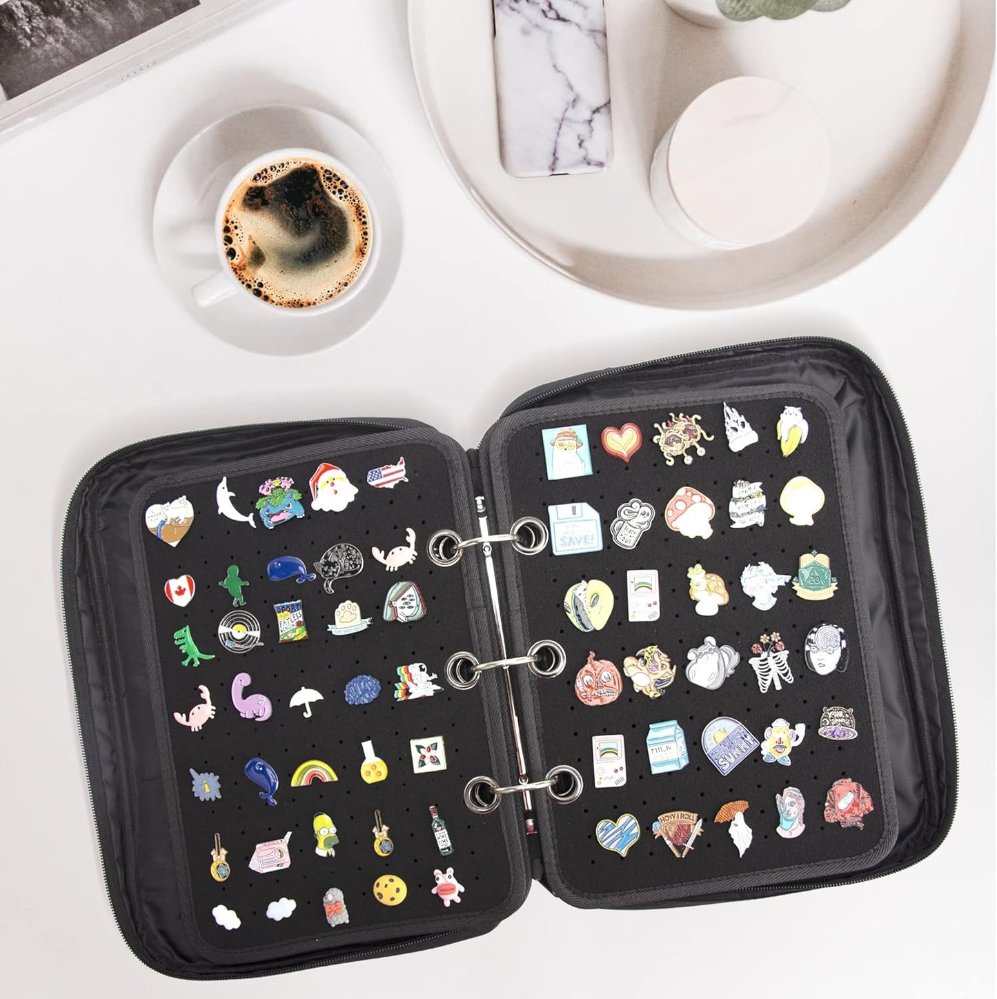 Enamel Pin Display Pages Pin Carrying Case, Pins Collection Storage Organizer Case, Travel Brooch Pin Display Bag (Pins Not Included)