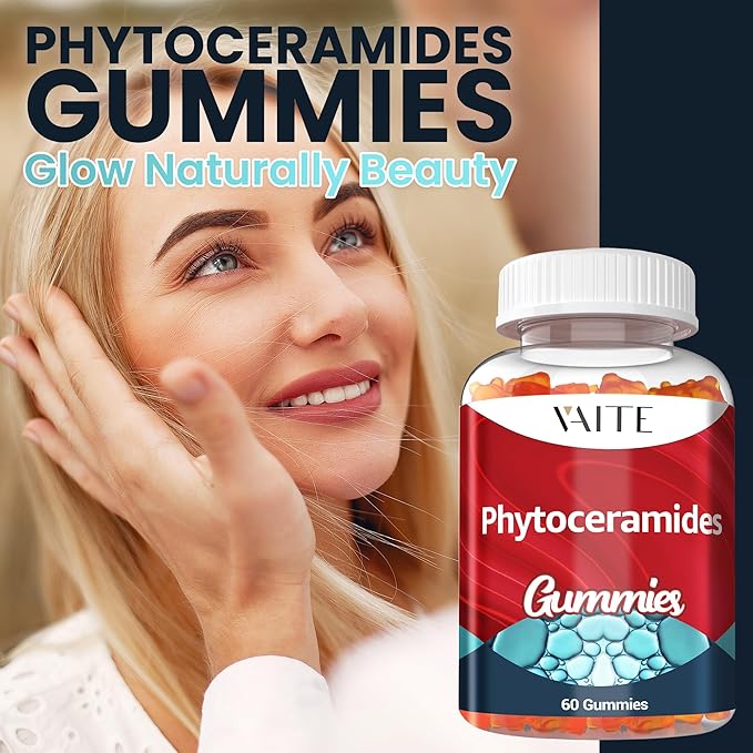 Phytoceramides Supplements Skin Hydration - 1000mg Gummies for Radiance & Youthful, Plant-Based Beauty Antioxidant Supplement for Women & Men, Supports Smoothness & Texture, 60 Vegan Chewables