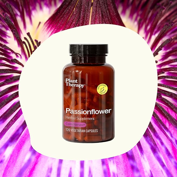 Plant Therapy Passion Flower Capsules Manufactured in USA Calms Nerves, Supports Sleep, Great Way to Wind Down Supplements for Women & Men 120 Count Vegetarian Capsule