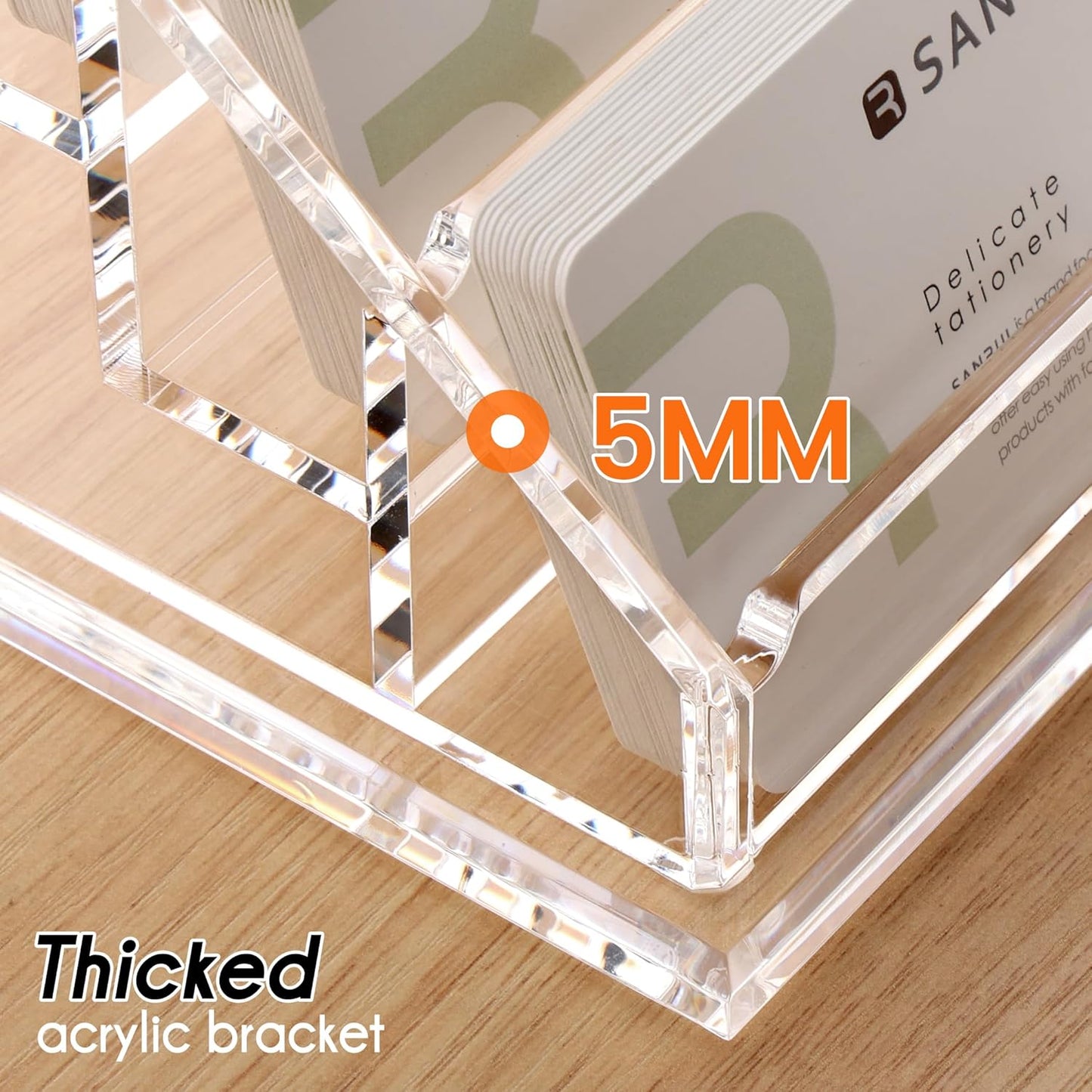 YUXUN Business Card Holder for Desk Clear Acrylic Business Cards Display Stand Name Card Holder Case Organizes 200 Cards-4 Slot 4 Tier 1 Pack(4 slot-H)