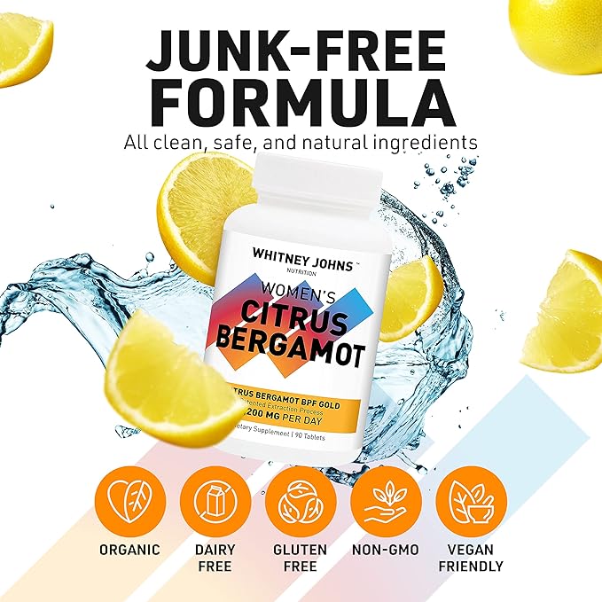 Citrus Bergamot for Women, Clinically Tested Bergamot Supplement specifically formulated for Womens Health and Wellness, Antioxidant,1200mg, 90 Tablets