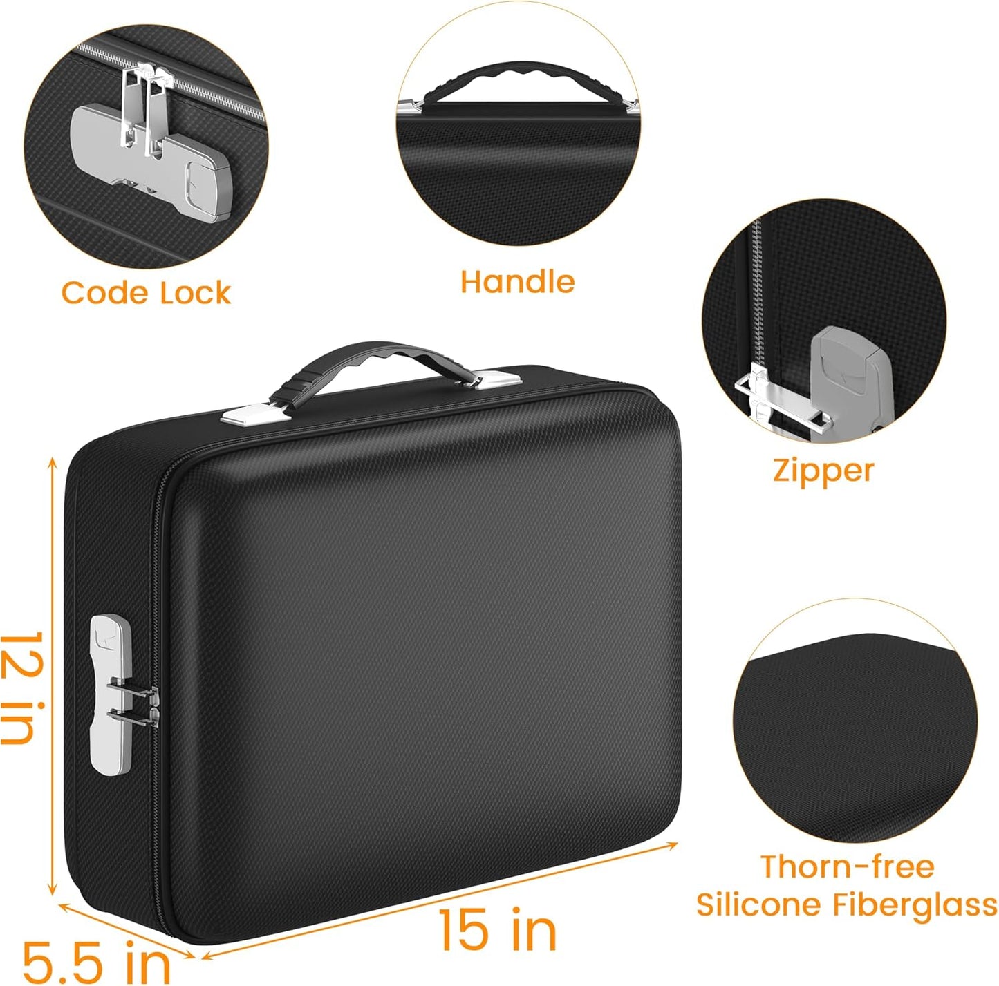 5200°F Fireproof Document Box with Combination Lock,Fireproof Water Resistant Hard Case Safe Box for Important Documents Certificates Laptop Passports (Black)