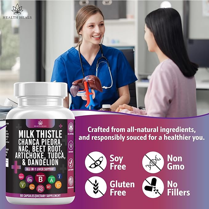 Milk Thistle NAC Chanca Piedra Beet Root Artichoke Dandelion Root- Liver Supplement Plus Astragalus TUDCA Choline & Ginger- 60 Count