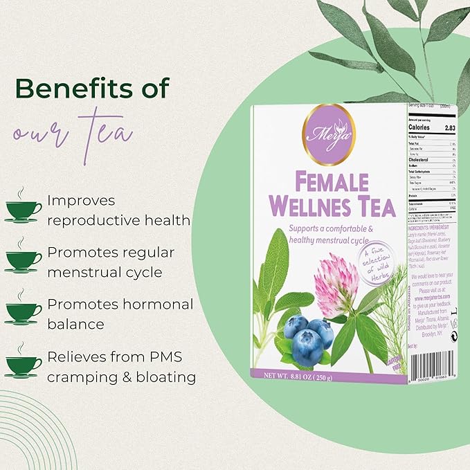 Merja Herbs Hormonal Wellness Tea [250g] Female Wellness | Premium Quality Decaf for Hormonal Balance | Herbal Teas & Beverages
