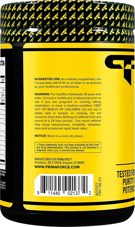 Primaforce Pre-Workout Complex Powder (Grape, 30 Servings) - Fitness Supplement for Workout Routine Enhancement, 438g