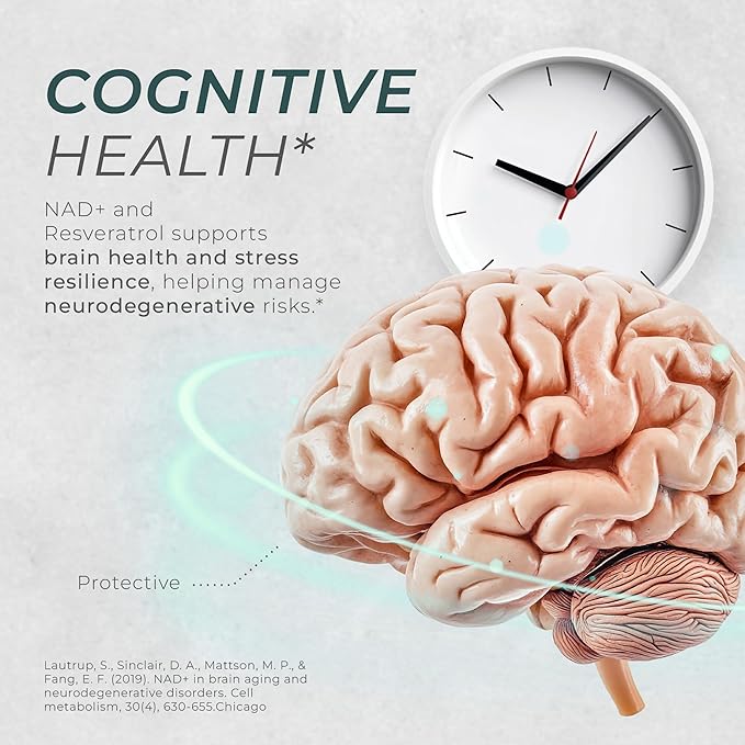 Neurogan NAD+ with Resveratrol Capsules 1:1 Ratio - 1200mg Per Serving, 90 Ct - Cellular Health & Healthy Aging Supplements, Energy & Immune Support - Nicotine Adenine Dinucleotide NAD+ Supplement