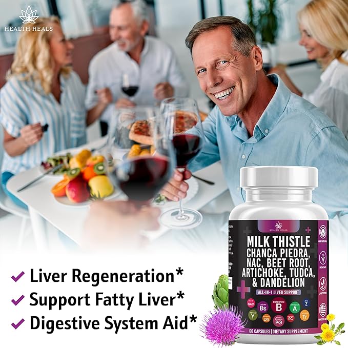 Milk Thistle NAC Chanca Piedra Beet Root Artichoke Dandelion Root- Liver Supplement Plus Astragalus TUDCA Choline & Ginger- 60 Count