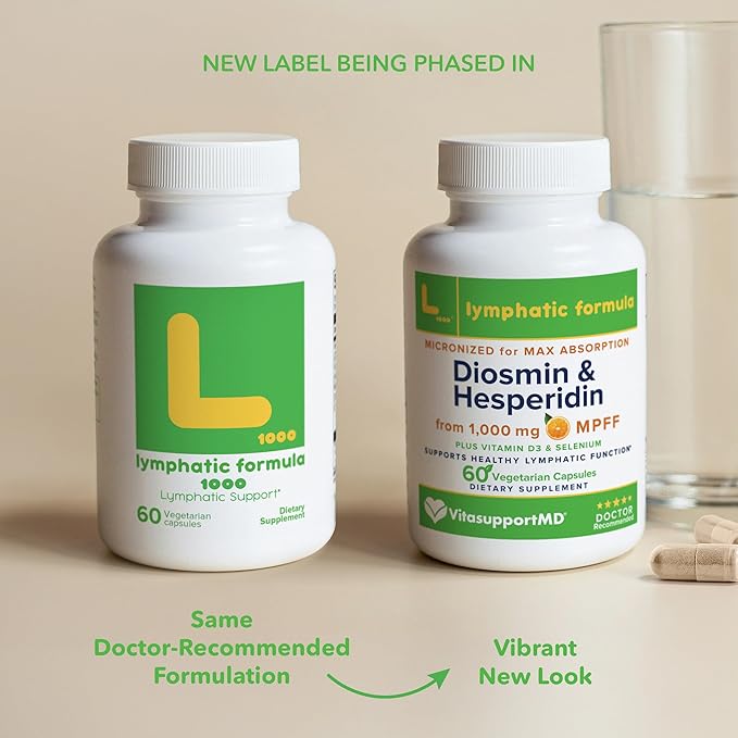 Lymphatic Formula, Diosmin Hesperidin 1000 mg, MPFF Lymphatic Support, Lymph System Support, Vitamin D3 and Selenium Supplement, 60 Capsules