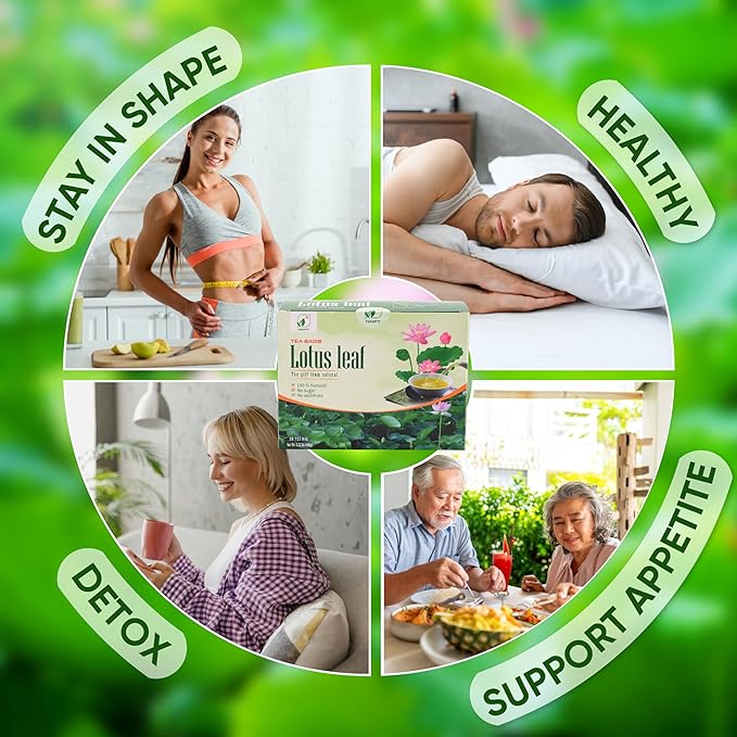 NMPT Dried Lotus Leaf Tea, 100% Hand Pick, Organic Herbal Tea, 50 Tea Bags, Gluten Free, Dairy Free, Sugar Free & 100% Natural, Energy Boost & Health Support
