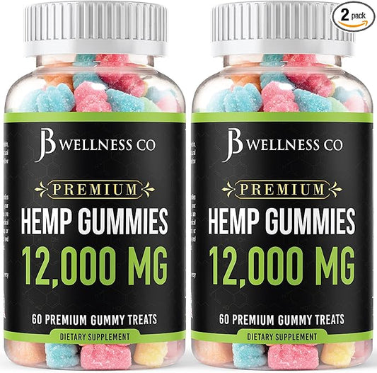 [2-Pack] – Hemp Gummies Premium 12,000 – Inflammation – Vitamins & Omega 3,6,9 – Made in The USA (120 Count) – [2-Pack]