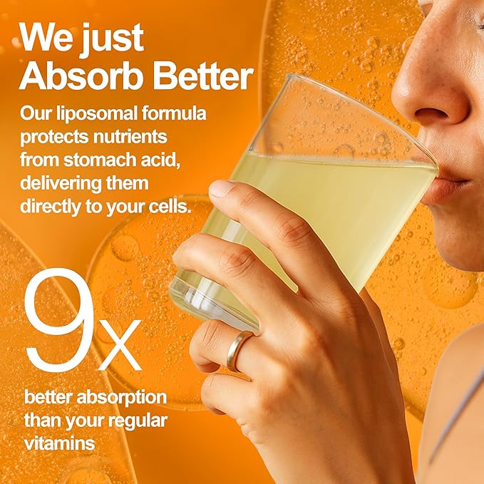 Aurora Nutrascience Nano-Pack Liposomal Vitamin C Powder Drink Mix, Immune Support, High Strength 3,000 mg Per Serving 10 Single Serve Packets, Orange