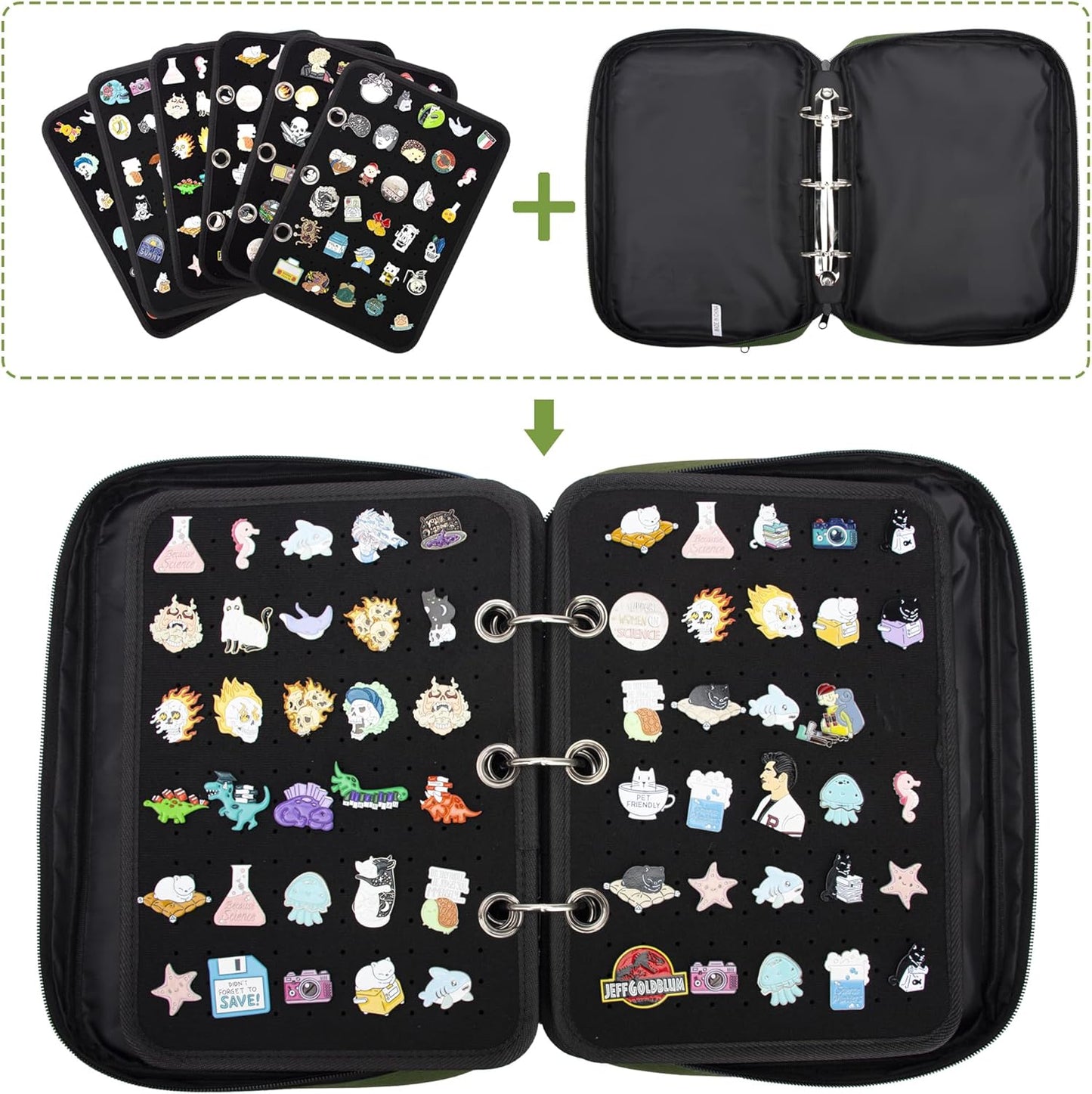 Enamel Pin Display Pages Pin Carrying Case, Pins Collection Storage Organizer Case, Travel Brooch Pin Display Bag (Pins Not Included)