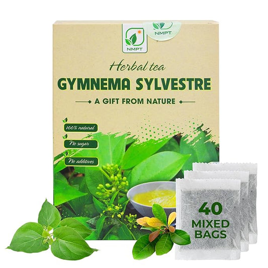 NMPT Dried Gymnema Sylvestre Leaf Tea, Celastrus Hindsii, 100% Hand Pick, Organic Herbal Tea, 40 Count, Freeze Drying, Gluten Free, Dairy Free, No Sugar Added, Energy Boost & Health Support