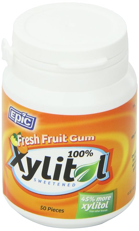 Epic 100% Xylitol Fresh Fruit Chewing Gum - Sugar Free, Aspartame Free Dental Gum - Supports Oral Health & Fresh Breath - 50 Pieces (Pack of 3)