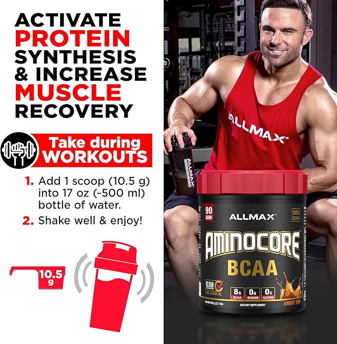 ALLMAX Nutrition AMINOCORE BCAA – 8G BCAAs – 100% Pure Branch Chained Amino Acids – Gluten Free - Pink Lemonade - 315 Gram