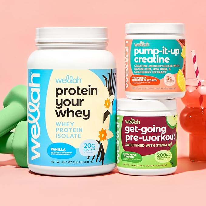 Wellah Get-Going Pre-Workout Drink Mix (Green Apple Flavored, 30 Servings)