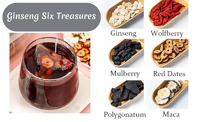 Kidney Tea Formula Ginseng Six Treasure Tea for Detox |50 Bags | 6 Precious Ingredients Formula | Support Kidney and Liver Health | For Men and Women
