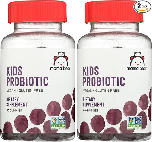 Amazon Brand - Mama Bear Vegan Probiotic, Berry, 60 Gummies, 1 Billion CFU per Gummy (Pack of 2)