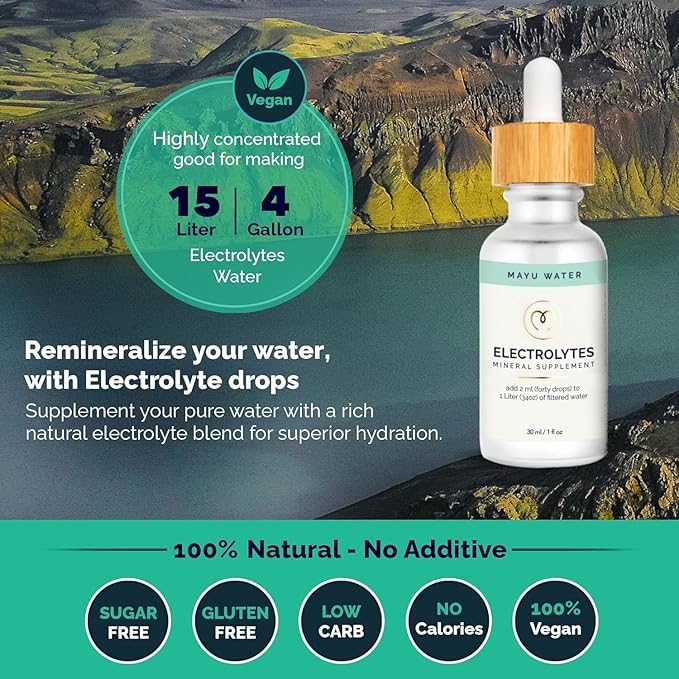 MAYU Electrolyte Water Drops - Fast Absorption Mineral Drops for Drinking Water, Hydration Essential Minerals Mix - 100% Pure Natural Minerals, Dehydration Solution, Sugar Free Electrolytes -30 ml (3)