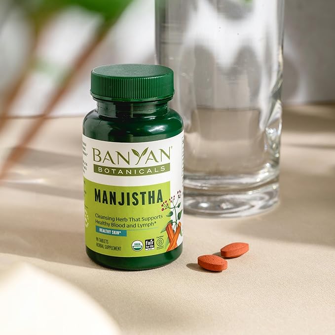 Banyan Botanicals Manjistha Tablets – Organic Skin Supplement – Natural Blood Cleanse & Healthy Lymphatic System Support* – 90 Tablets – Non-GMO Sustainably Sourced Certified Fair for Life Fair Trade