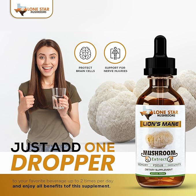 Lions Mane Dual Liquid Extract/Tincture | Organic Fruiting Bodies only | Grown in USA | Highly Concentrated | Memory, Focus, Immunity | No Grain/Filler