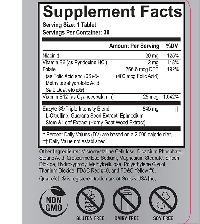 Enzyte3® Natural Male Enhancement Supplement for Energy and Endurance - L-Citrulline, Epimedium, Guarana Seed Extract, & Horny Goat Weed and More 30 Day Supply - 12 Pack Bundle