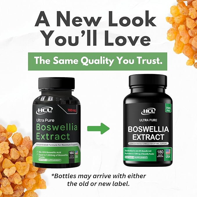 Boswellia Serrata Extract Capsules 65% Boswellic Acid 700mg Equal to 7000mg Resin Powder, Extra Strength & Superior Absorption, 6 Month Supply 180 Vegan Capsules Non-GMO