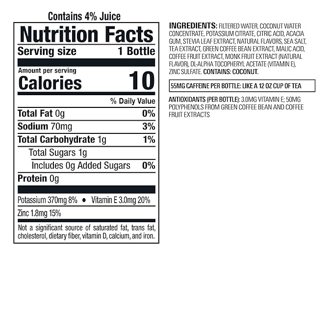 Bai Antioxidant Infused Water Beverage, Molokai Coconut, with Vitamin C and No Artificial Sweeteners, 18 Fluid Ounce Bottle, 6 Pack