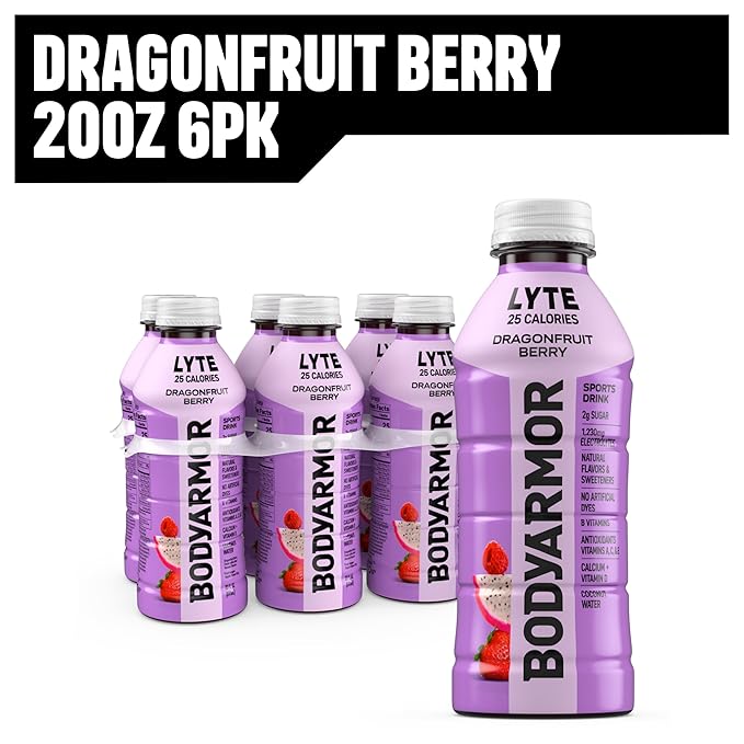 BODYARMOR LYTE Sports Drink Low-Calorie Sports Beverage, Dragonfruit Berry, Natural Flavors With Vitamins, Potassium-Packed Electrolytes, Perfect For Athletes, 20 Fl Oz (Pack of 6)