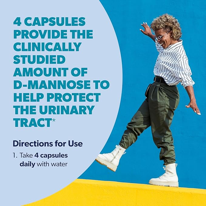 AZO D Mannose Urinary Tract Health, Cleanse, Flush & Protect The Urinary Tract, No.1 Pharmacist Recommended Brand, Clinical Strength, Non-GMO, 120 Count