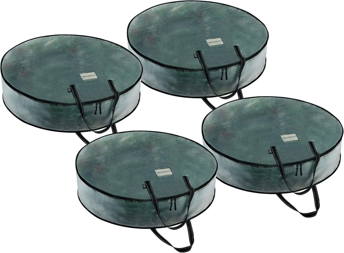 VENO 4 Pack Christmas Wreath Storage Container - 30 Inch Clear Wreath Bag, Christmas Garland and Holiday Decoration Organizers with Zipper and Durable Handles (Clear, 30"-4 Pack)