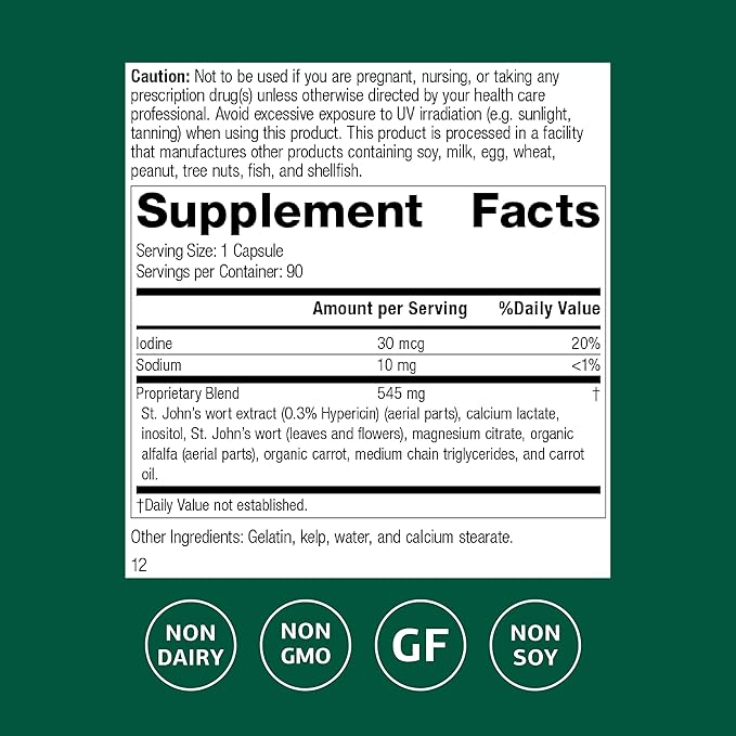 Standard Process St. John's Wort-IMT - Herbal Supplement for Sleep & Stress Relief - Supports Balance & Relaxation - Non-Dairy, Non-Soy & Gluten-Free - 90 Capsules