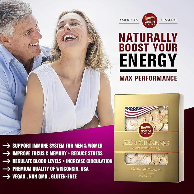 American Wisconsin Ginseng Slices — Improved Energy, Performance, & Mental Health for Men & Women (4 Oz. (Pack of 1))