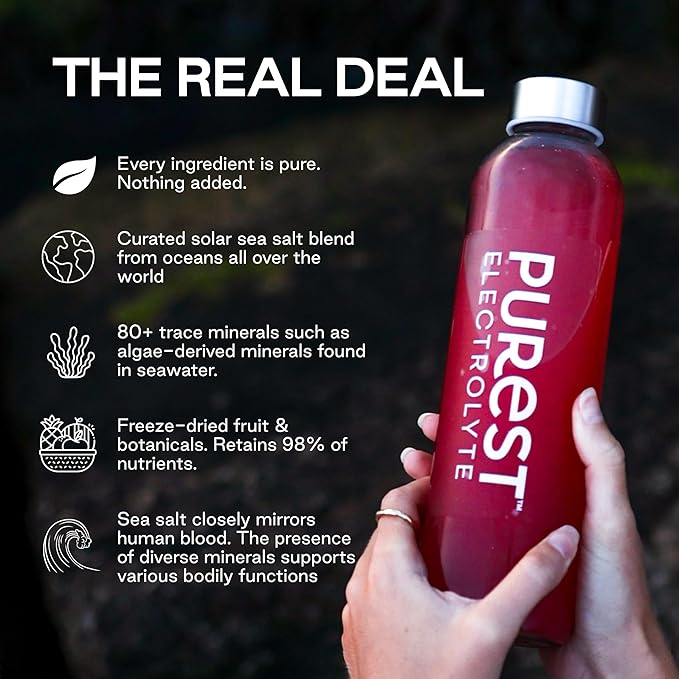 New! Purest Electrolyte Cranberry Mint Powder Packets – Whole Food Hydration - Organic Freeze-Dried Fruits and Solar Sea Salts for Ultimate Electrolyte Balance
