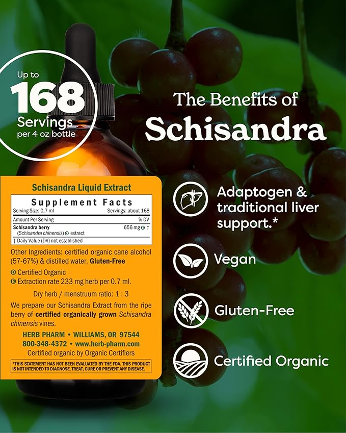 Herb Pharm Certified Organic Schisandra Berry Liquid Extract - 4 Ounce