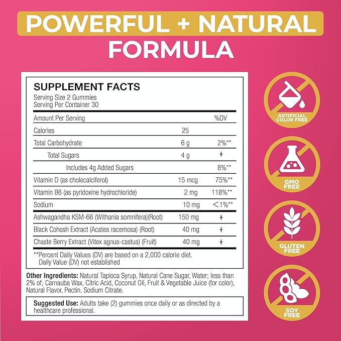 Lubracil Menopause Gummies for Women, Perimenopause Supplements with Black Cohosh & Ashwagandha, Hot Flashes, Night Sweats, Hormonal Balance, 180 Gummies (Pack of 3)