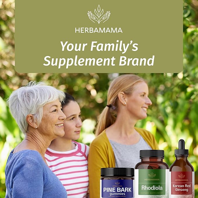 HERBAMAMA Rhodiola Rosea Supplement Capsules - 1000mg Rhodiola Rosea Extract for Relaxation, Focus & Brain Support - Vegan, Non-GMO Calming Supplement for Adults, 100 Caps
