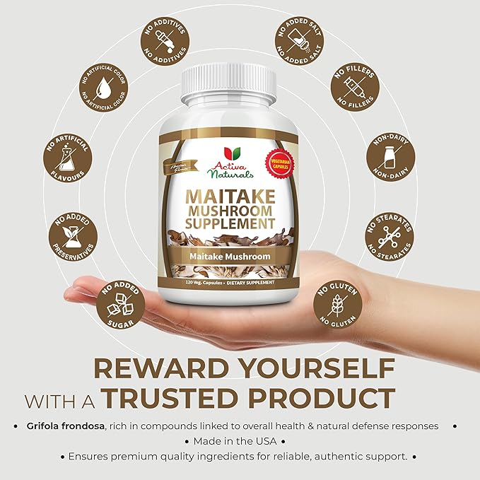 Maitake Mushroom Supplement 1500mg – 120 Vegetarian Capsules – Pure Grifola Frondosa Extract – No Fillers, Chemicals, Additives, or Artificial Colors – Supports Daily Wellness, Energy & Balance