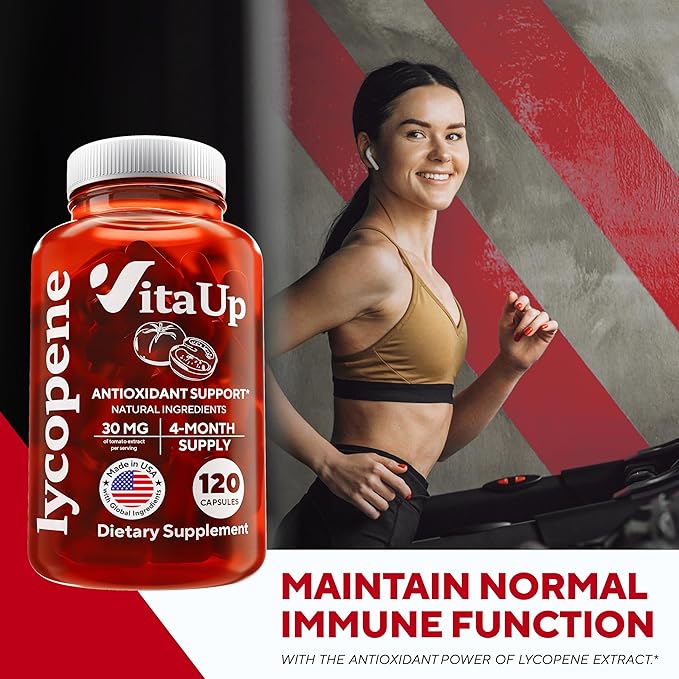 Lycopene Supplements for Men - USA Made Prostate Supplements for Men with Natural Tomato Extract - Non-GMO Lycopene Supplement for Prostate, Skin & Antioxidant Support - 120 Count