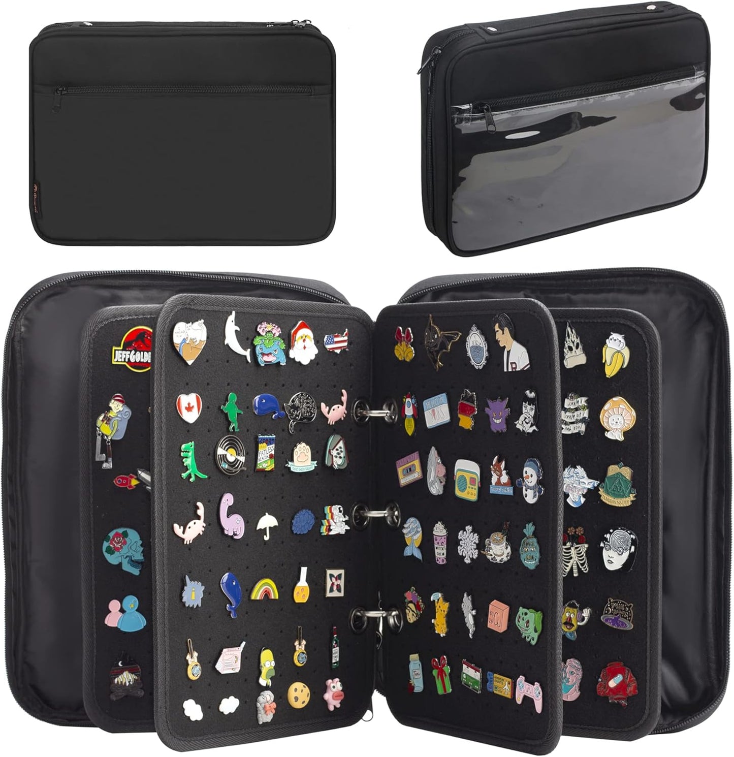 Enamel Pin Display Pages Pin Carrying Case, Pins Collection Storage Organizer Case, Travel Brooch Pin Display Bag (Pins Not Included)