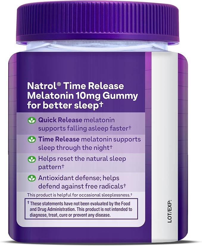 Natrol 10 mg Melatonin Gummies, Time Release Sleep Gummies for Adults, Minimize Wake Ups, Strawberry-Flavored, 35 Count, 35 Day Supply