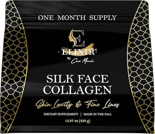 Silk Face Collagen–Silk Collagen for Face and Neck | Sericin-Activated Ultra Low Molecular Weight Collagen–Supports Skin Elasticity and Smooth Appearance–14g Protein–15.87 oz (450g)–Cocó March