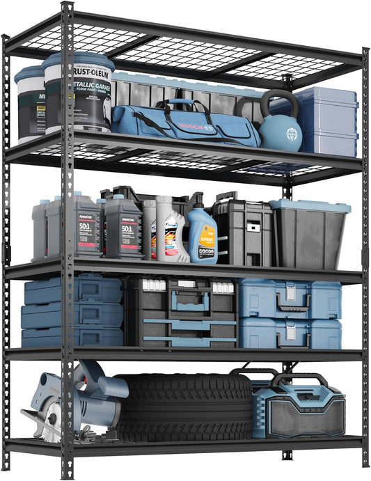 FLEXIMOUNTS Garage Shelving, Heavy Duty Shelving 2000 lbs, 5-Tier Garage Storage Shelves,Industrial Shelves for Heavy Tools and Equipment, 48" W x 24" D x 72" H