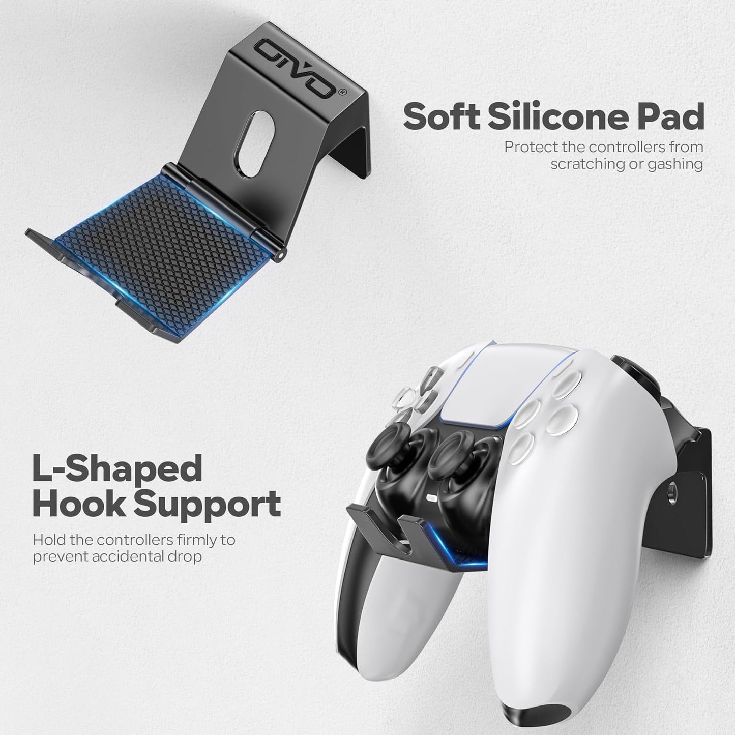 OIVO Controller & Headset Wall Mount Holder Stand, Foldable Headphone Stand, Gaming Controller Holder Hanger Hook, Universal Storage Organizer Controller/Earphone/Game Accessories-6 Packs