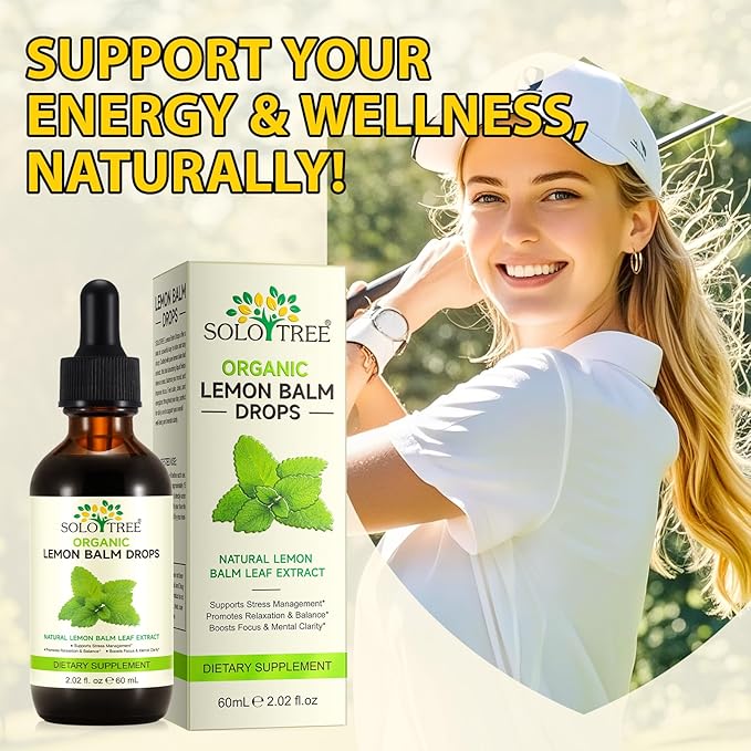 Organic Lemon Balm Extract Drops, Organic Lemon Balm Tincture, Digestive Relief & Anti-Bloat Support, Alcohol-Free, Vegan, Non-GMO, Gluten-Free - 60ml (2PCS)
