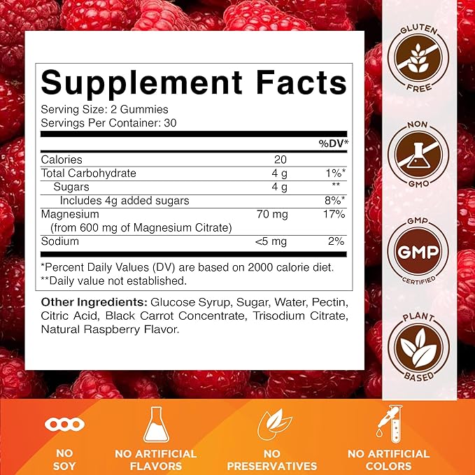 Vitamatic Magnesium Gummies 600mg per Serving – 60 Vegan Gummies – Relaxation, Muscle, Bone & Energy Support – 3 Pack