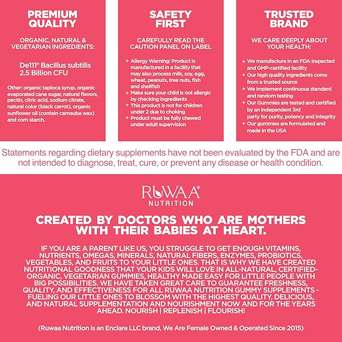 Daily Probiotics for Digestive Health. Organic Probiotic Gummies for Kids Digestion Supplement, Stomach Discomfort. Chewable Children’s Probiotics, Kids Probiotic Prebiotic Gummies, Vegan 120ct (6)