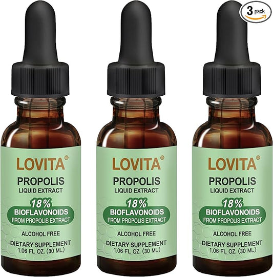 Bee Propolis 500 mg Liquid Extract | 5:1 Propolis Extract | Alcohol Free | Immune Support |1 Fl Oz (Pack of 3)