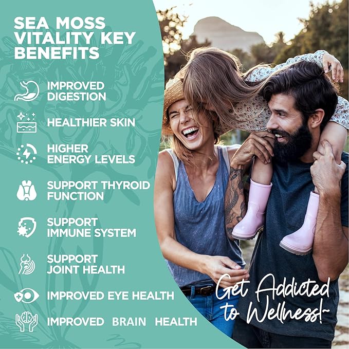 Organic Irish Sea Moss with Bladderwrack, Burdock Root & Black Pepper Extract, 150 Capsules, Thyroid Support, Natural Iodine Source, Promotes Immune System, Cell Food, Alkaline Supplement