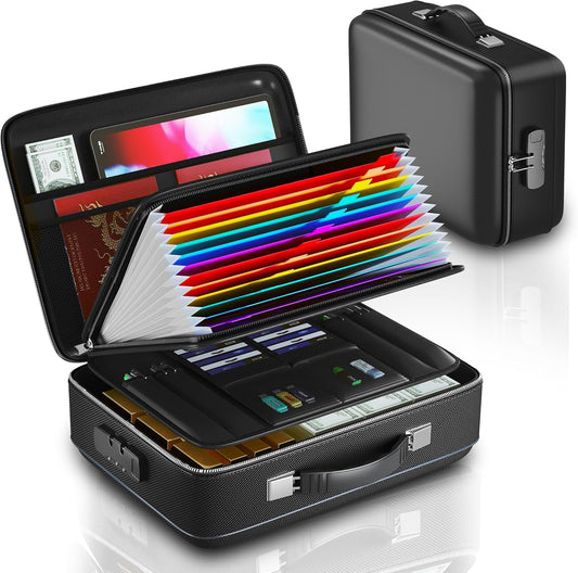 5200°F Fireproof Document Box with Combination Lock,Fireproof Water Resistant Hard Case Safe Box for Important Documents Certificates Laptop Passports (Black)